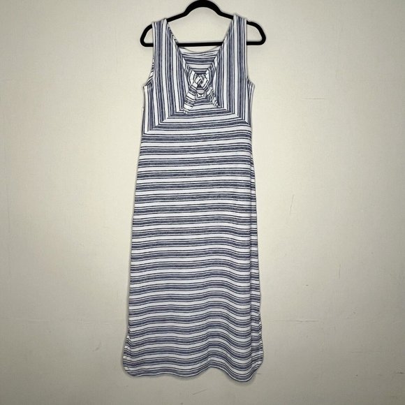 T By Talbots Womens Blue Striped Sleeveless Pullover Maxi Dress Size PM Stretch - Picture 4 of 9